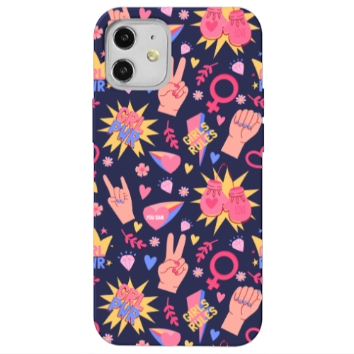 Apple iPhone 12 Grl Pwr 2 Dark blue Colored Silicone TPU Θήκη