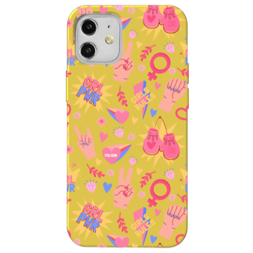 Apple iPhone 12 Grl Pwr 2 Yellow Colored Silicone TPU Θήκη
