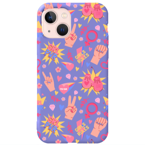 Apple iPhone 13 Grl Pwr 2 Purple Colored Silicone TPU Θήκη