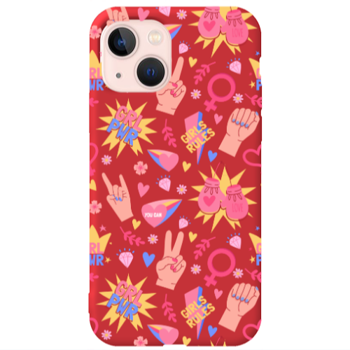 Apple iPhone 13 Grl Pwr 2 Red Colored Silicone TPU Θήκη