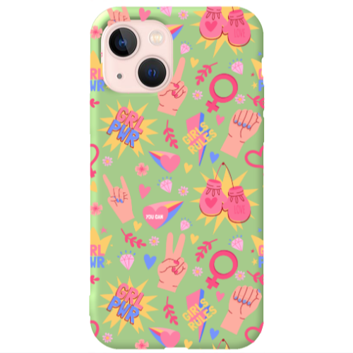 Apple iPhone 13 Grl Pwr 2 Light Green Colored Silicone TPU Θήκη