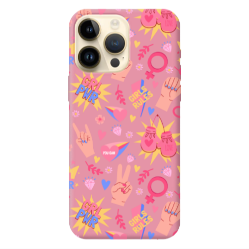 Apple iPhone 13 Pro Max Grl Pwr 2 Pink Colored Silicone TPU Θήκη