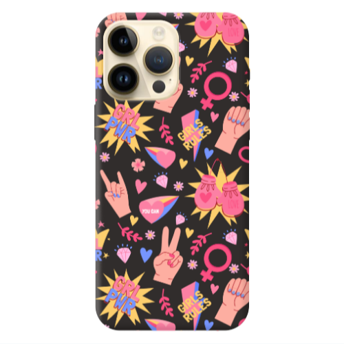 Apple iPhone 13 Pro Max Grl Pwr 2 Black Colored Silicone TPU Θήκη