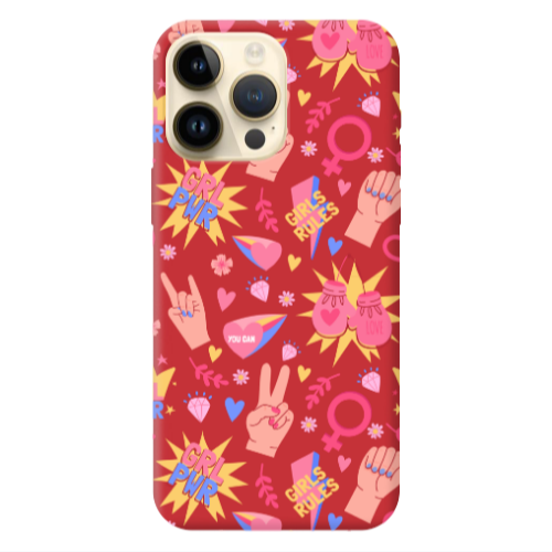 Apple iPhone 13 Pro Max Grl Pwr 2 Red Colored Silicone TPU Θήκη