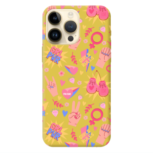 Apple iPhone 13 Pro Max Grl Pwr 2 Yellow Colored Silicone TPU Θήκη