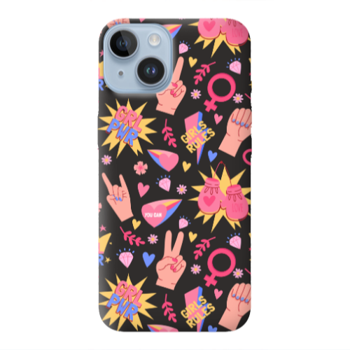 Apple iPhone 14  Grl Pwr 2 Black Colored Silicone TPU Θήκη