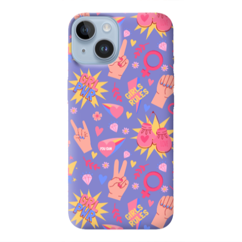 Apple iPhone 14 Plus Grl Pwr 2 Purple Colored Silicone TPU Θήκη