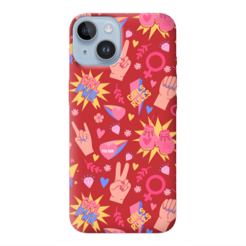 Apple iPhone 14 Plus Grl Pwr 2 Red Colored Silicone TPU Θήκη