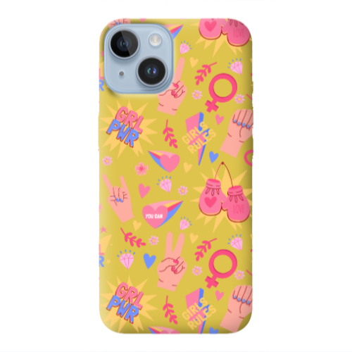 Apple iPhone 14 Plus Grl Pwr 2 Yellow Colored Silicone TPU Θήκη