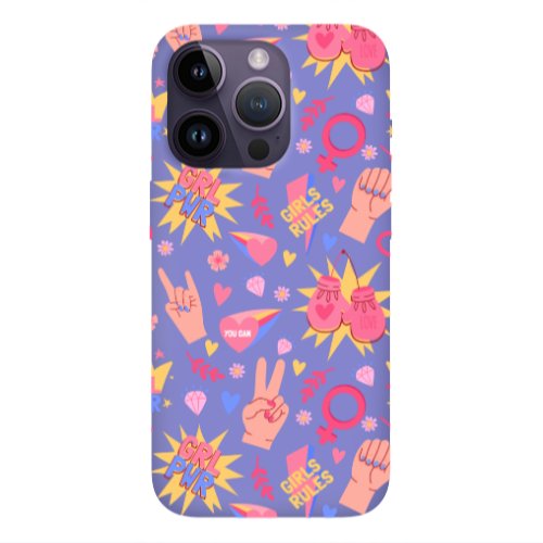 Apple iPhone 14 Pro  Grl Pwr 2 Purple Colored Silicone TPU Θήκη