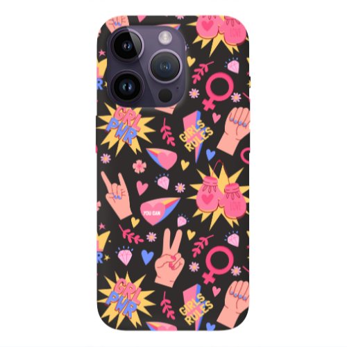 Apple iPhone 14 Pro  Grl Pwr 2 Black Colored Silicone TPU Θήκη