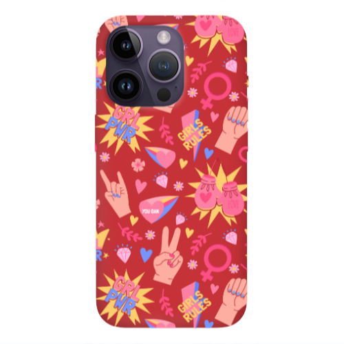 Apple iPhone 14 Pro Max Grl Pwr 2 Red Colored Silicone TPU Θήκη