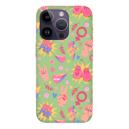 Apple iPhone 14 Pro Max Grl Pwr 2 Light Green Colored Silicone TPU Θήκη