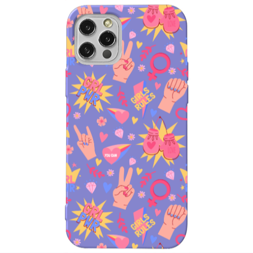 Apple iPhone 13 Pro Grl Pwr 2 Purple Colored Silicone TPU Θήκη
