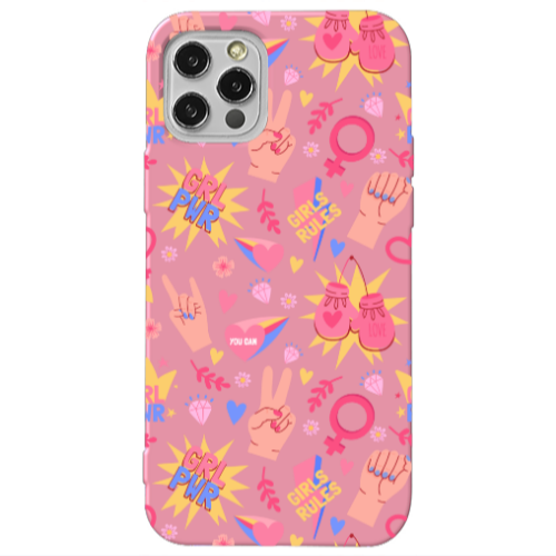 Apple iPhone 13 Pro Grl Pwr 2 Pink Colored Silicone TPU Θήκη