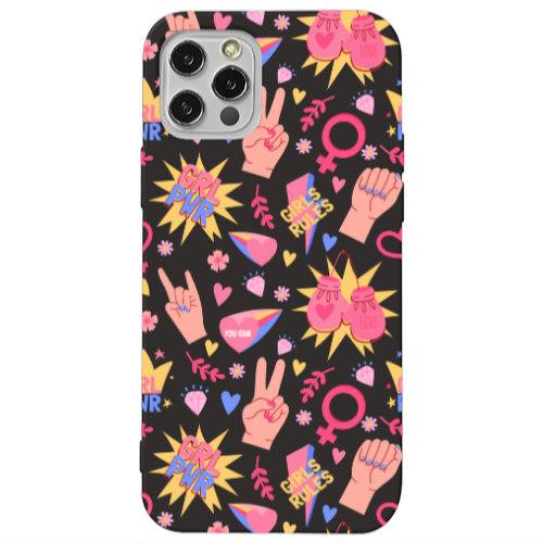 Apple iPhone 13 Pro Grl Pwr 2 Black Colored Silicone TPU Θήκη