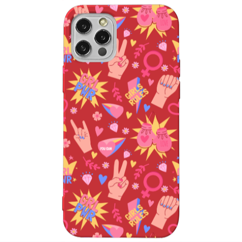 Apple iPhone 13 Pro Grl Pwr 2 Red Colored Silicone TPU Θήκη
