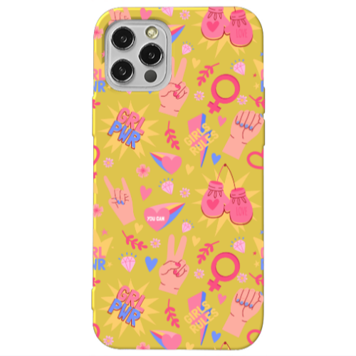Apple iPhone 13 Pro Grl Pwr 2 Yellow Colored Silicone TPU Θήκη