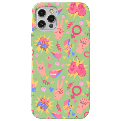 Apple iPhone 12 Pro Grl Pwr 2 Light Green Colored Silicone TPU Θήκη