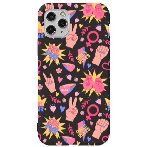 Apple iPhone 11 Pro Max Grl Pwr 2 Black Colored Silicone TPU Θήκη