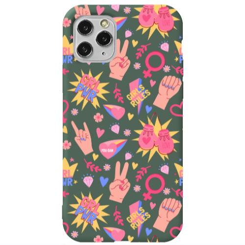 Apple iPhone 11 Pro Max Grl Pwr 2 Dark Green Colored Silicone TPU Θήκη