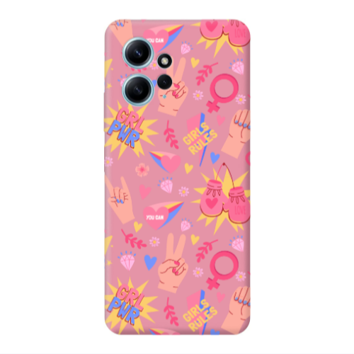 Xiaomi Redmi Note 12 4G Grl Pwr 2 Pink Colored Silicone TPU Θήκη