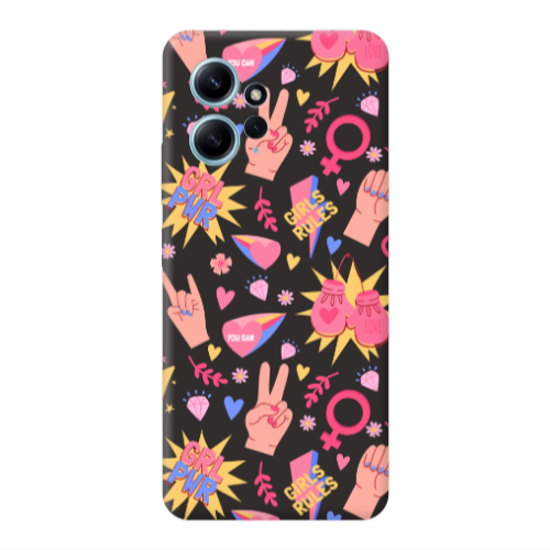 Xiaomi Redmi Note 12 4G Grl Pwr 2 Black Colored Silicone TPU Θήκη