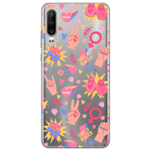 Huawei P30 Grl Pwr 2 Transparent Silicone TPU Θήκη