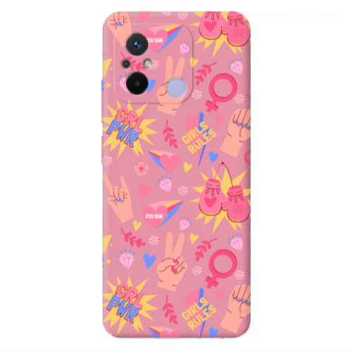 Xiaomi Redmi 12C Grl Pwr 2 Pink Colored Silicone TPU Θήκη