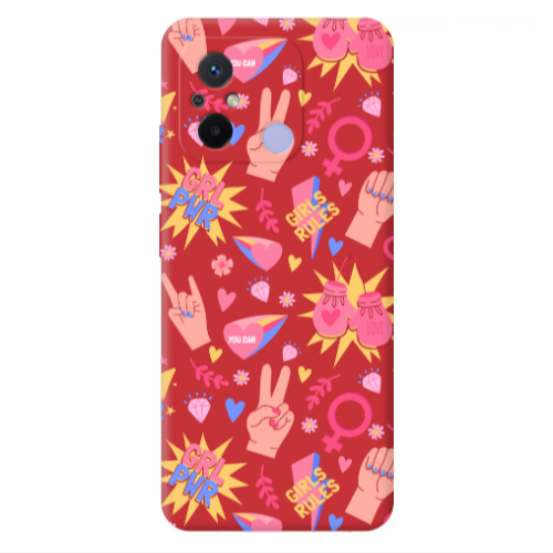 Xiaomi Redmi 12C Grl Pwr 2 Red Colored Silicone TPU Θήκη