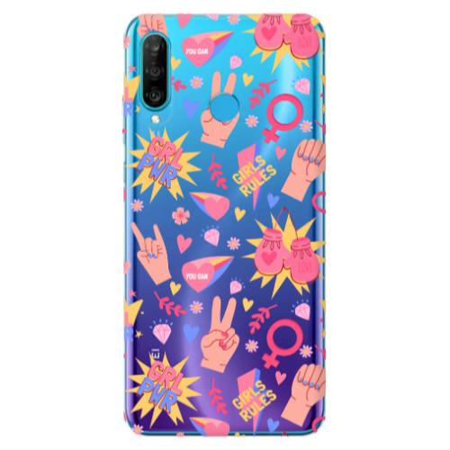 Huawei P30 Lite Grl Pwr 2 Transparent Silicone TPU Θήκη