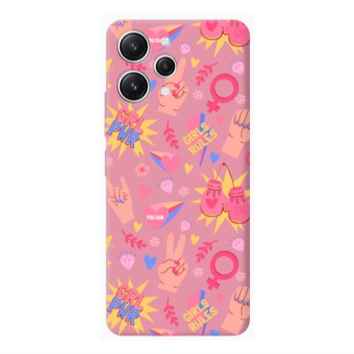 Xiaomi Redmi 12 Grl Pwr 2 Pink Colored Silicone TPU Θήκη