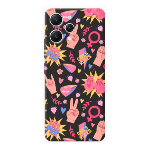 Xiaomi Redmi 12 Grl Pwr 2 Black Colored Silicone TPU Θήκη