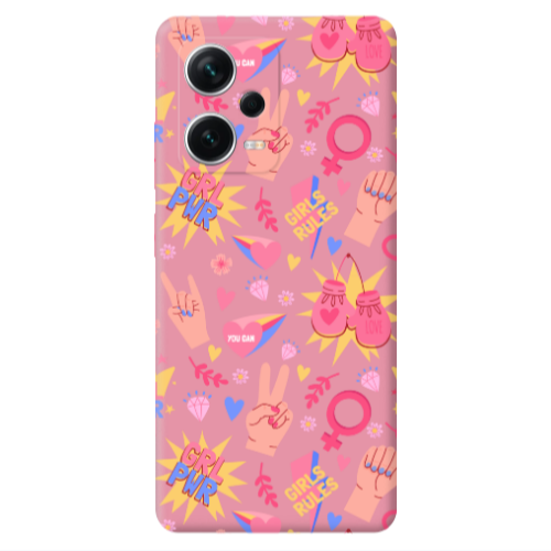 Xiaomi Poco X5 Grl Pwr 2 Pink Colored Silicone TPU Θήκη