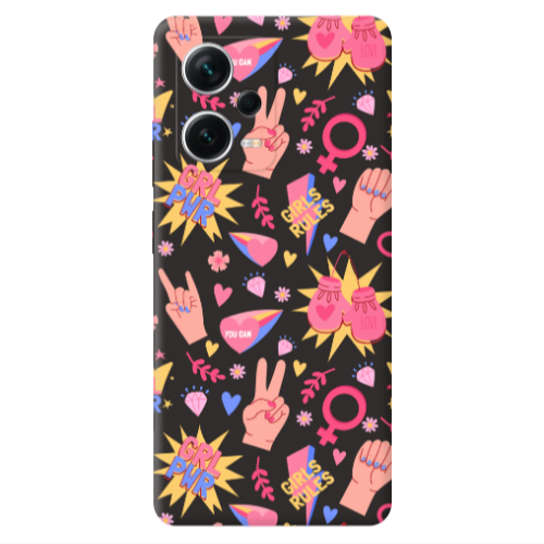 Xiaomi Poco X5 Grl Pwr 2 Black Colored Silicone TPU Θήκη