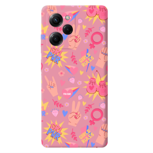 Xiaomi Poco X5 Pro Grl Pwr 2 Pink Colored Silicone TPU Θήκη