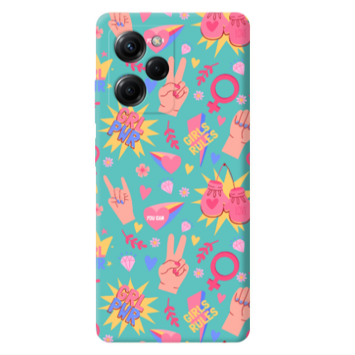 Xiaomi Poco X5 Pro Grl Pwr 2 Turquoise Colored Silicone TPU Θήκη