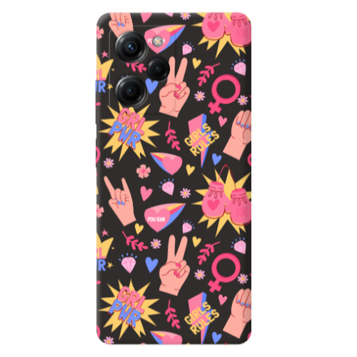 Xiaomi Poco X5 Pro Grl Pwr 2 Black Colored Silicone TPU Θήκη