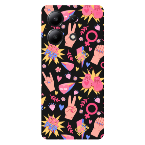 Xiaomi Redmi Note 13 4G Grl Pwr 2 Black Colored Silicone TPU Θήκη