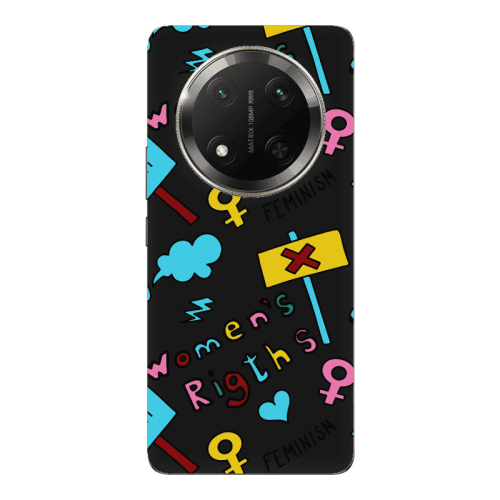Honor Magic 7 Lite Feminism Black Colored Silicone TPU Θήκη