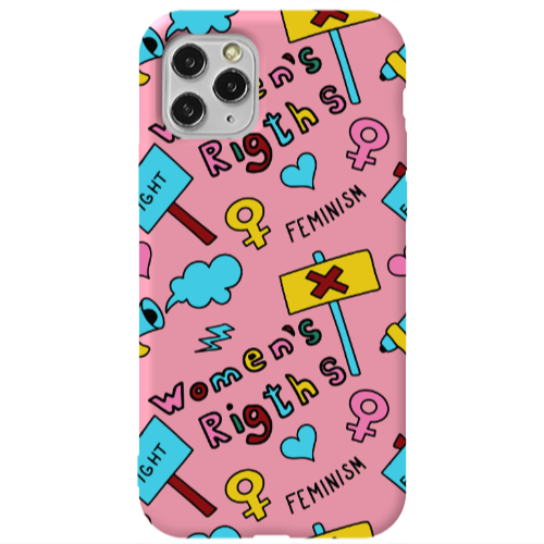 Apple iPhone 11 Pro Feminism Pink Colored Silicone TPU Θήκη