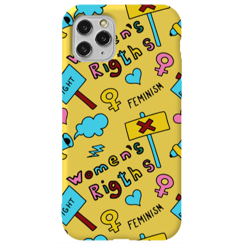 Apple iPhone 11 Pro Feminism Yellow Colored Silicone TPU Θήκη
