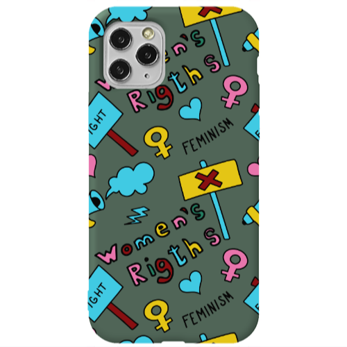 Apple iPhone 11 Pro Feminism Dark Green Colored Silicone TPU Θήκη