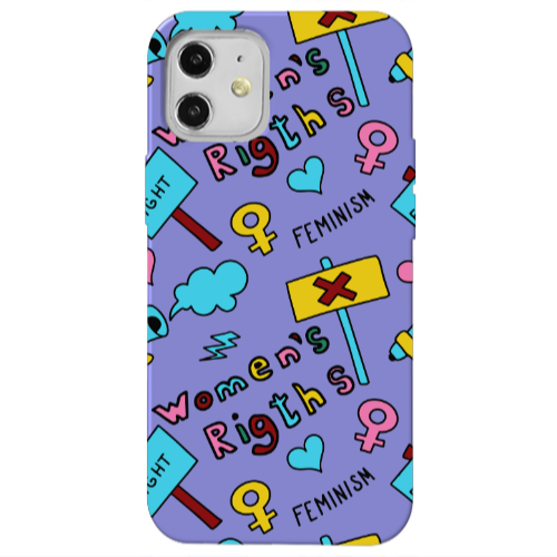 Apple iPhone 12 Feminism Purple Colored Silicone TPU Θήκη