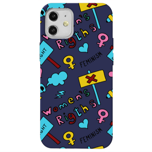 Apple iPhone 12 Feminism Dark blue Colored Silicone TPU Θήκη