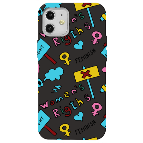 Apple iPhone 12 Feminism Black Colored Silicone TPU Θήκη