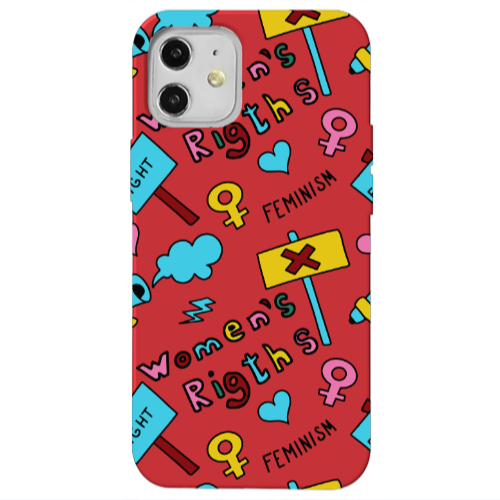 Apple iPhone 12 Feminism Red Colored Silicone TPU Θήκη