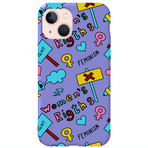 Apple iPhone 13 Feminism Purple Colored Silicone TPU Θήκη