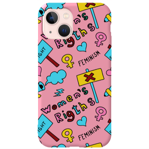 Apple iPhone 13 Feminism Pink Colored Silicone TPU Θήκη