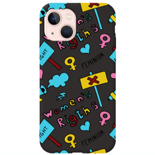Apple iPhone 13 Feminism Black Colored Silicone TPU Θήκη